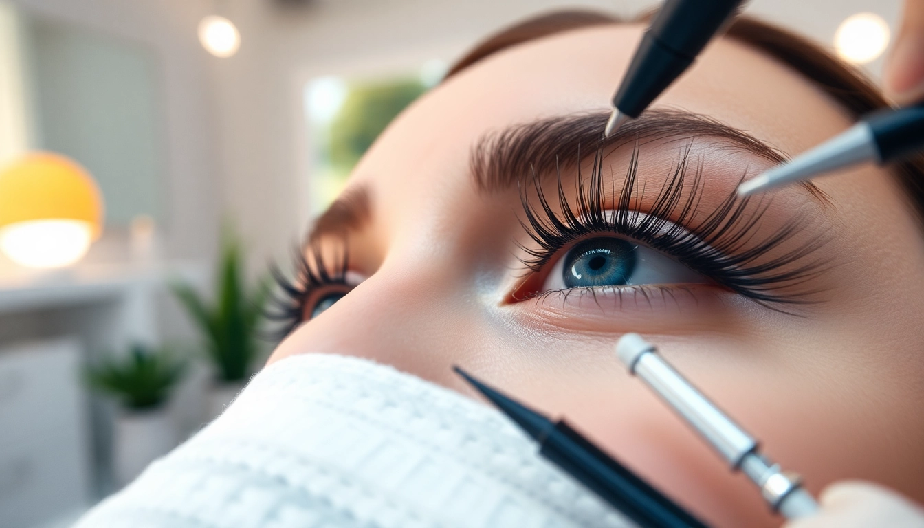 Professional application of Hutto Lash Extensions showcasing stylish, natural elegance for beauty enthusiasts.