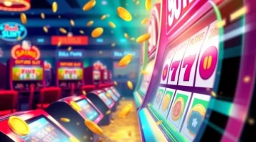 Engage with thrilling slot online machines featuring colorful reels and lights in an exciting casino ambiance.