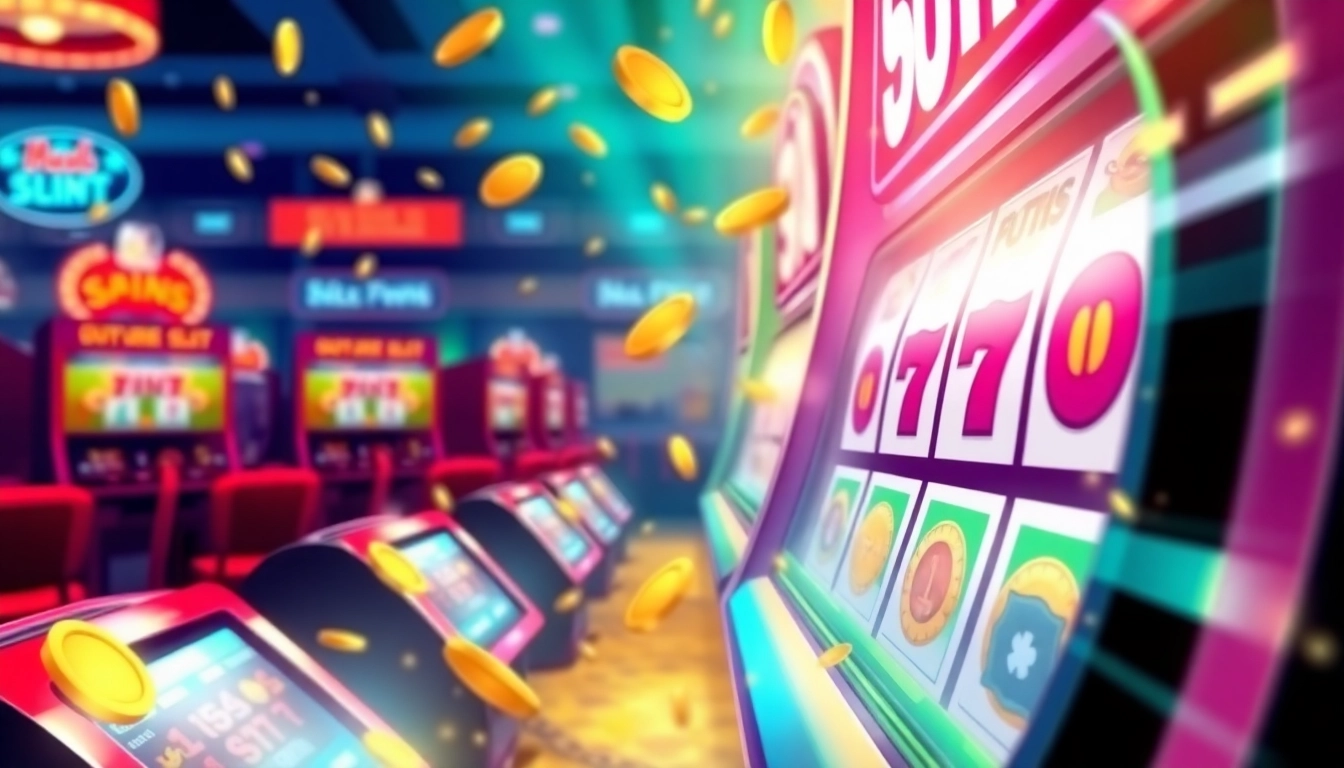 Engage with thrilling slot online machines featuring colorful reels and lights in an exciting casino ambiance.