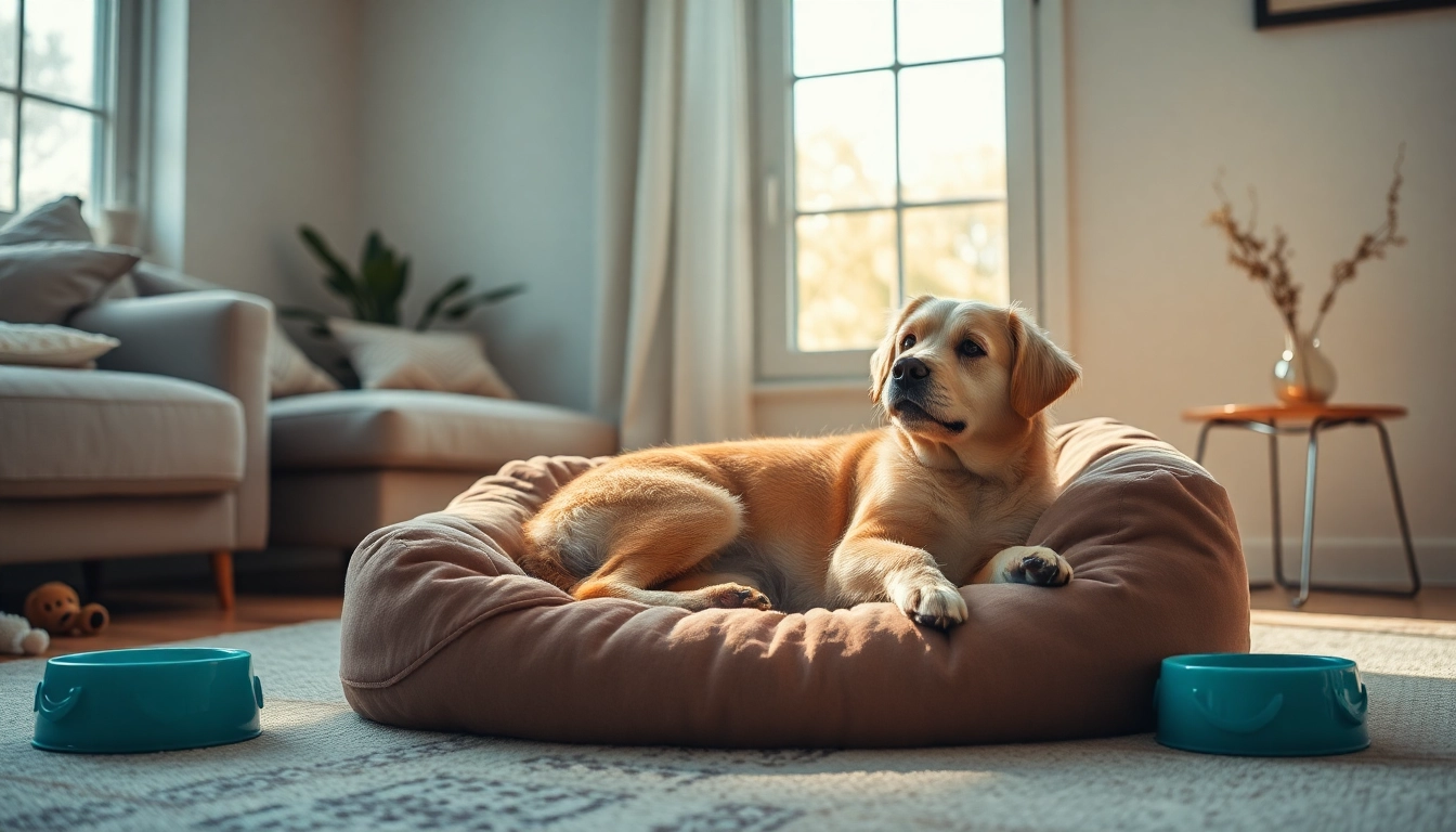 Pamper your pet by providing a cozy setting with a plush bed and toys that create a comforting environment.