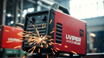 Welding steel with the versatile unimig viper, showcasing its robust functionality and design.