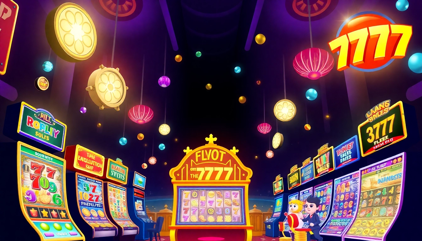 Experience thrilling สล็อต777 games with dynamic slot machines in a vibrant casino setting.