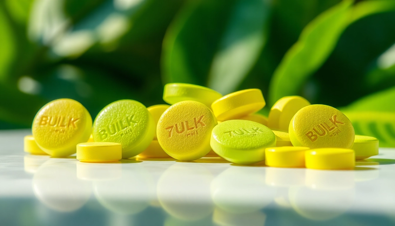 Showcase Bulk 7oh tablets in a natural setting, highlighting their unique texture and vibrant color.