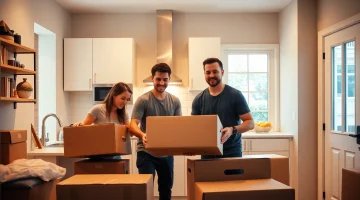 Efficient Umzug Erlangen team packing a stylish kitchen with modern materials for a stress-free move.