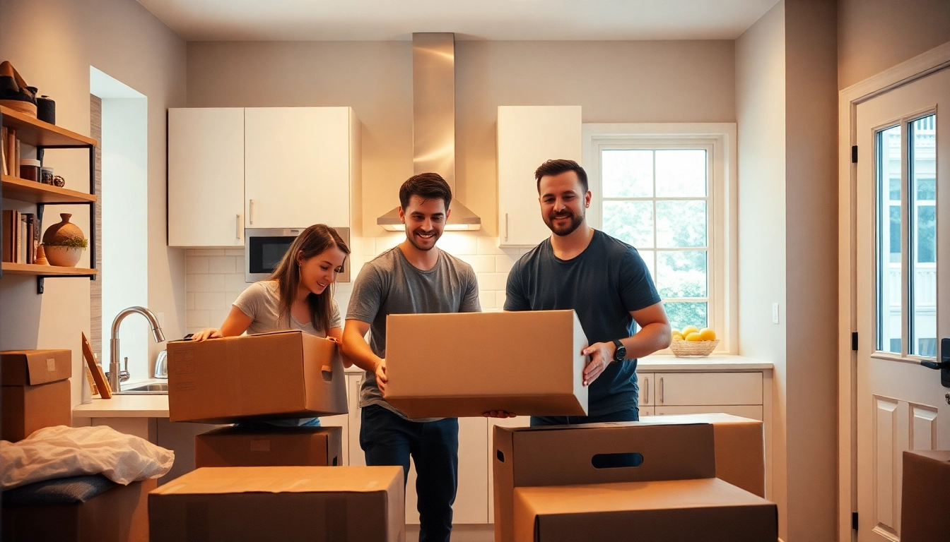 Efficient Umzug Erlangen team packing a stylish kitchen with modern materials for a stress-free move.