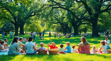 Enjoying nature at www.sudswild.com with families picnicking in a vibrant park setting.