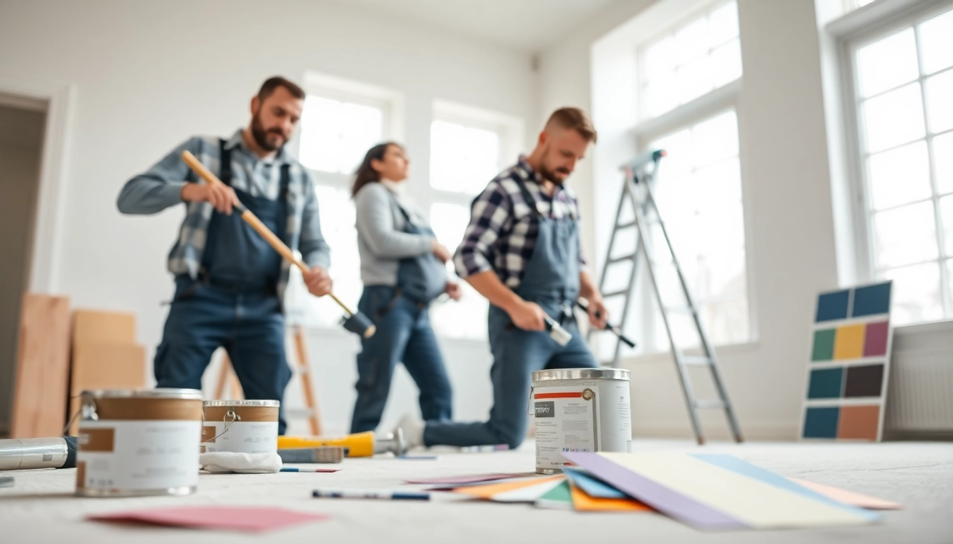 Drywall painting contractors near me painting a modern home interior with precision.