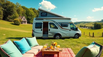 Experience comfort and adventure with JRP Campers in a beautiful countryside setting.