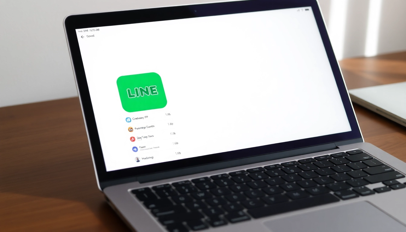 Download the LINE電腦版官方下載 software on a laptop screen showcasing vibrant messaging features.