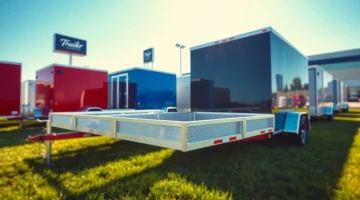 Find reliable trailers near me displayed at a friendly outdoor dealership.