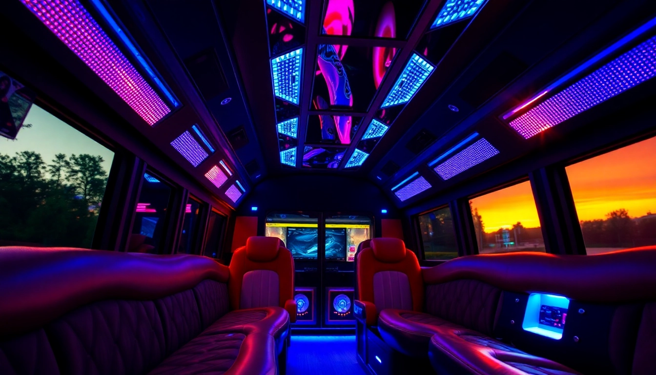 Enjoy a stylish ride in an Atlanta party bus featuring luxurious interiors and modern lighting for celebrations.