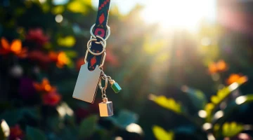 Custom lanyard keychain in a vibrant outdoor setting highlighting unique designs.