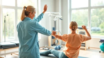 Übungen zur Linderung von Rückenschmerzen in einer Physiotherapiepraxis