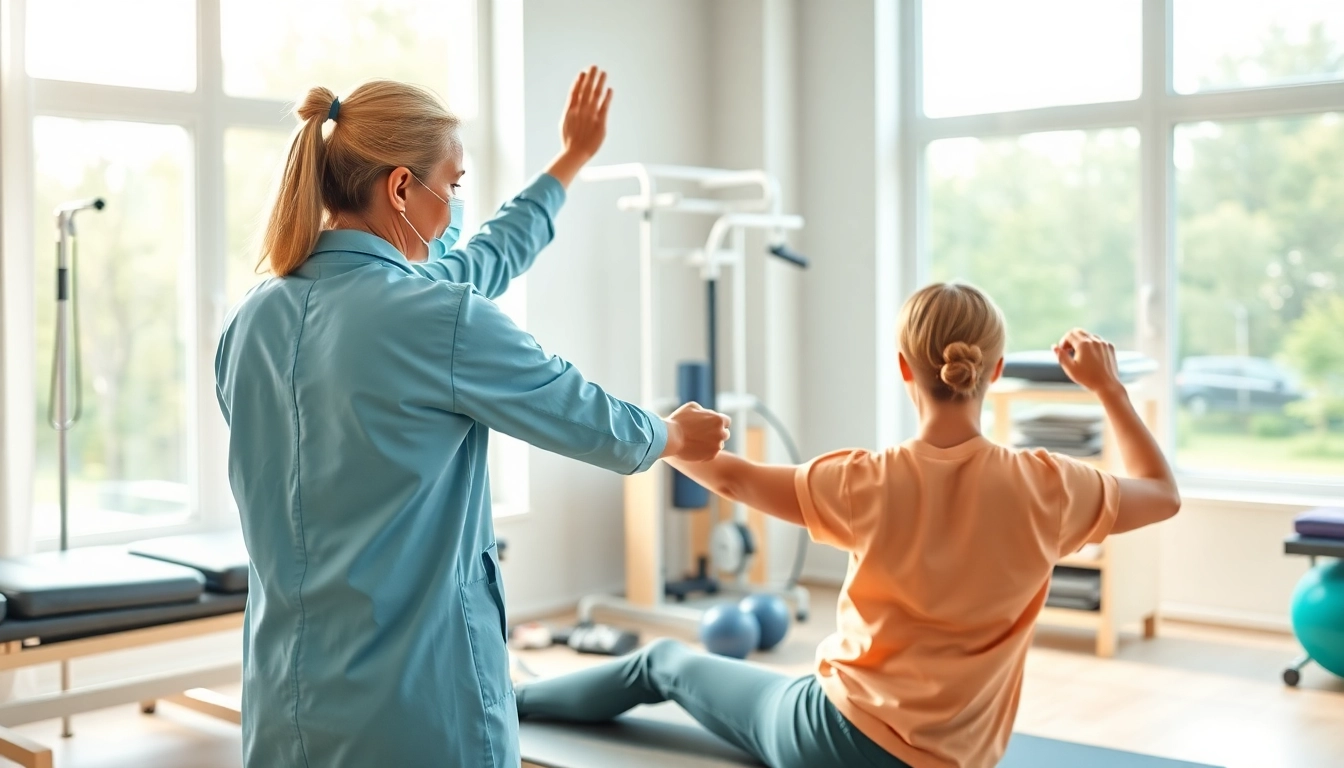 Übungen zur Linderung von Rückenschmerzen in einer Physiotherapiepraxis