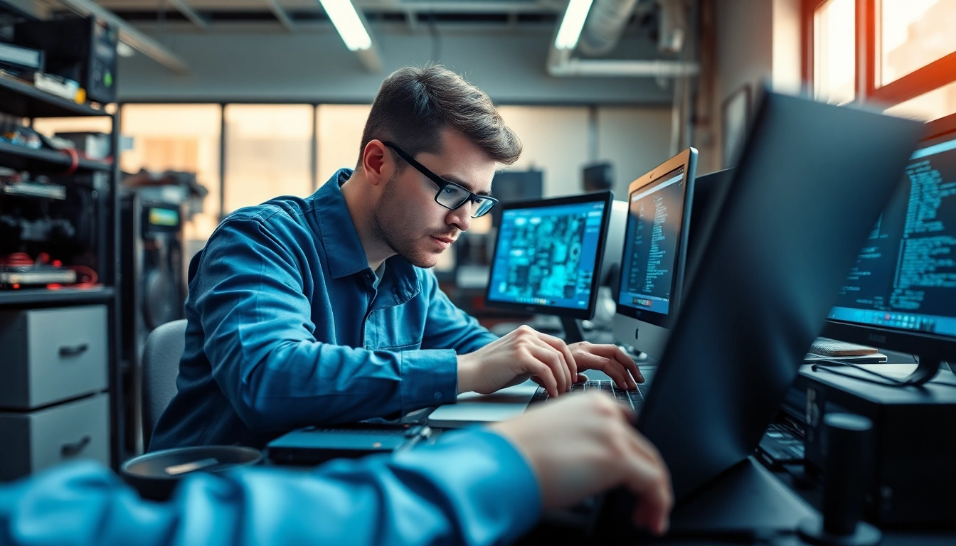 Providing expert computer repair services in a professional workshop environment.