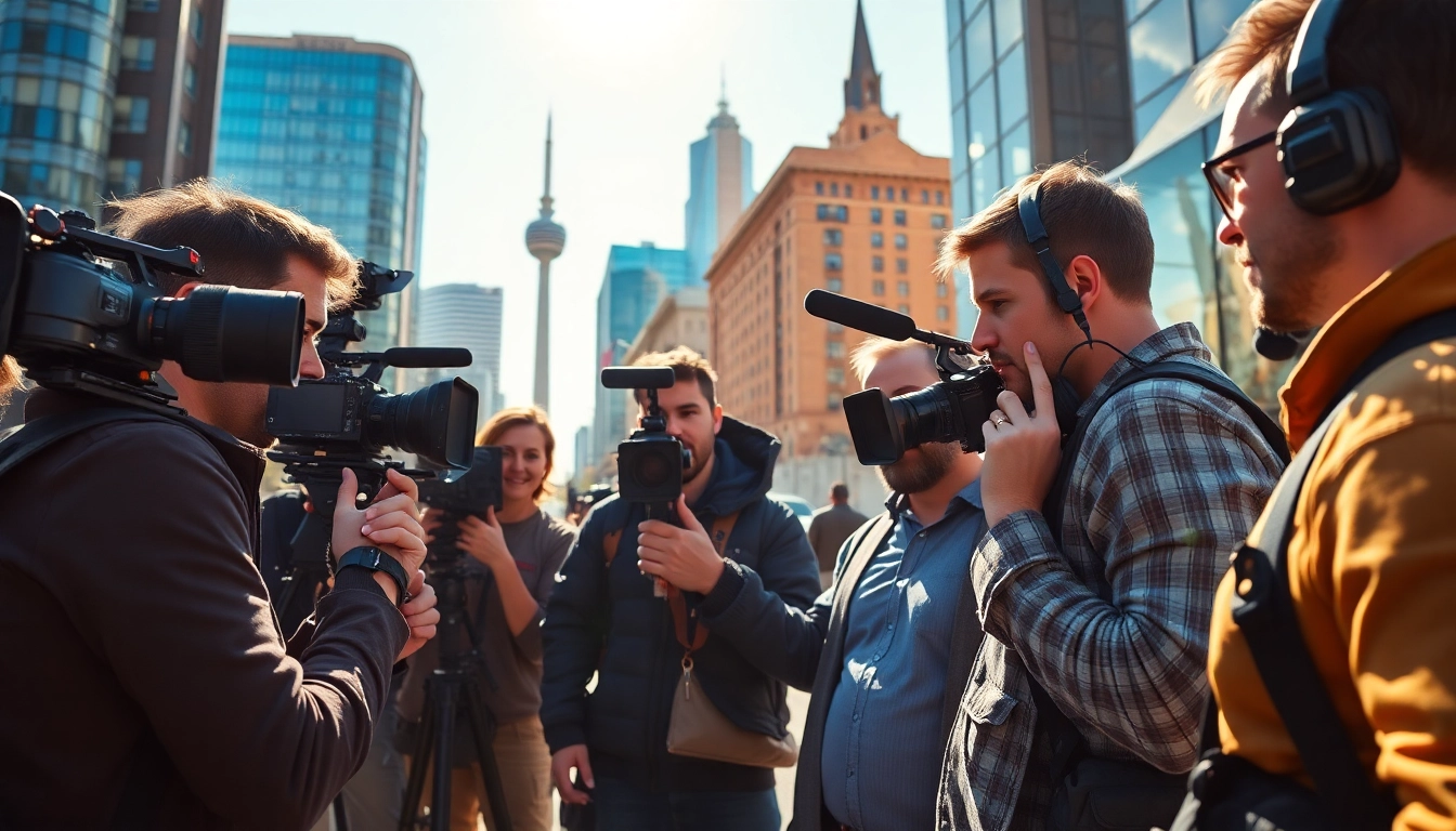 Captivating scene of Edmonton production companies showcasing a film crew in action.