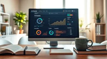 Analyze text with a reliable ai checker tool on a professional workspace setup.