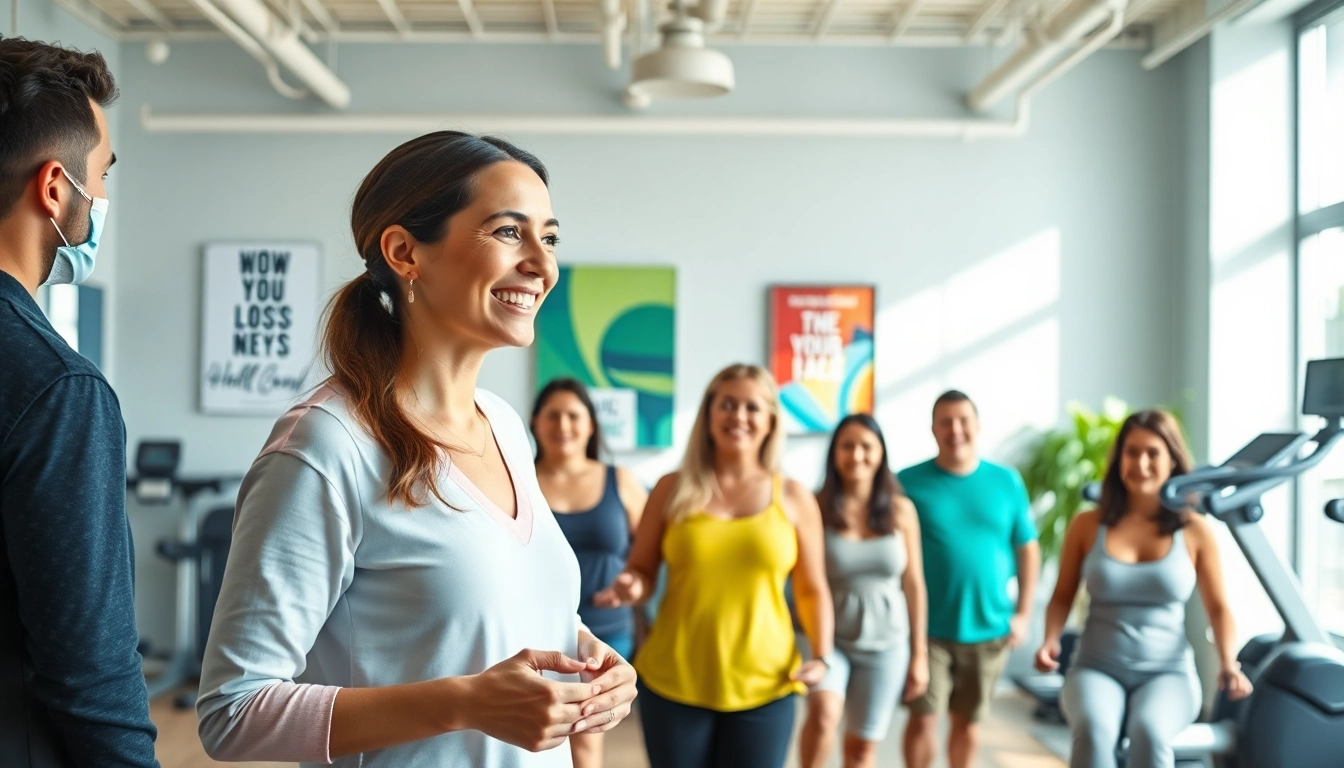 Weight loss near me session with a professional coach in a bright, energetic clinic.