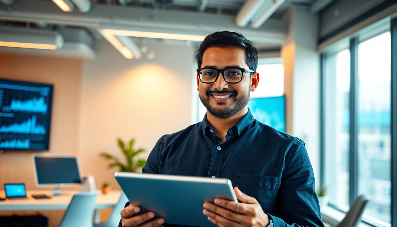 Portrait of Aravind Srinivas confidently engaging in technology, reflecting innovation in AI.