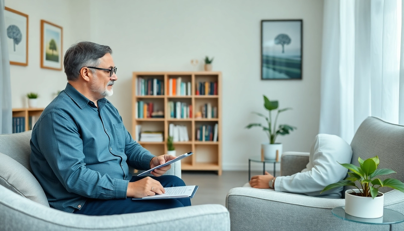 Engaged psychiatrist listening intently in a serene therapy room.