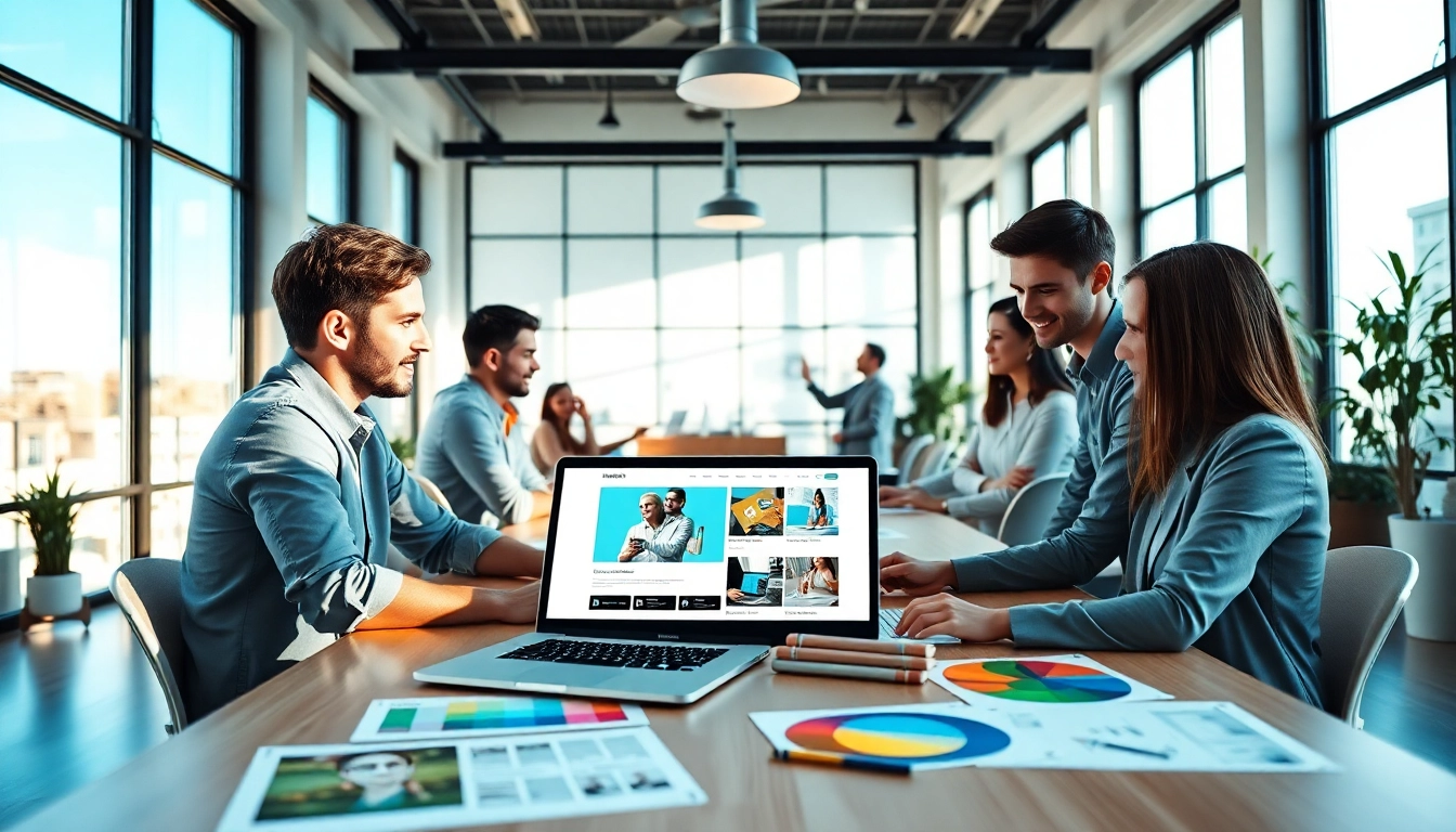 Showcasing web design companies in kansas city collaborating creatively in a modern workspace.