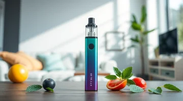 Showcasing FIFTY BAR 6.5K disposable vape in a modern, vibrant setting highlighting its design.
